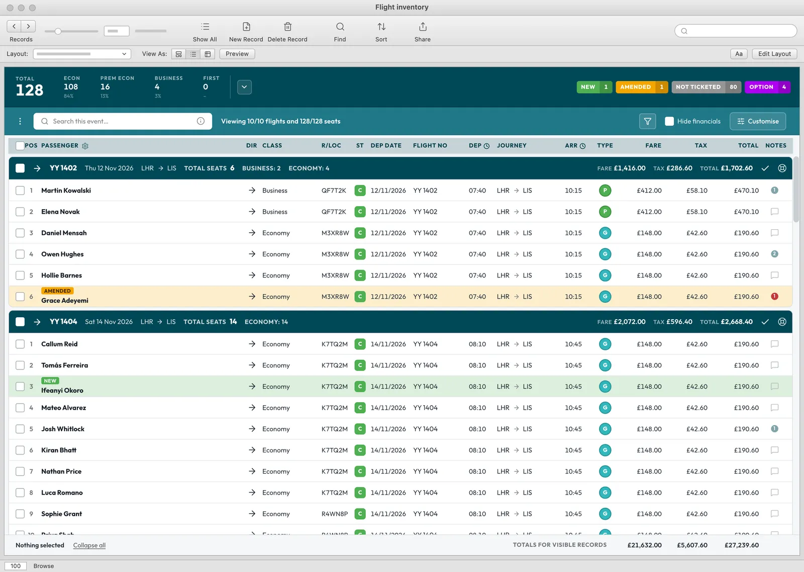 A list in a FileMaker window, rebuilt on the web, with the columns each person chooses